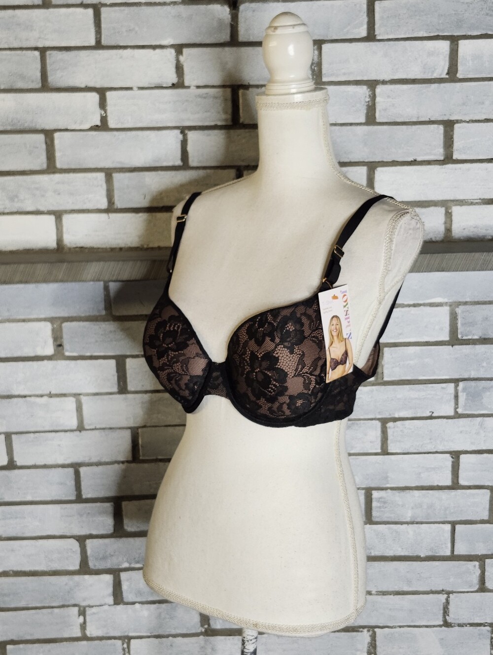 Joyspun Smooth Lace T-Shirt Bra 36C Black Moroccan Brown Full Coverage NWT